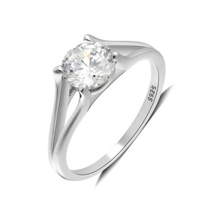 Ariel Engagement Ring Cubic Zirconia Women Sterling Silver Ginger Lyne Collection - 1 of 4