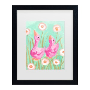 Trademark Fine Art - Ania Zwara  Pink Gees In The Garden Matted Framed Art - 1 of 4
