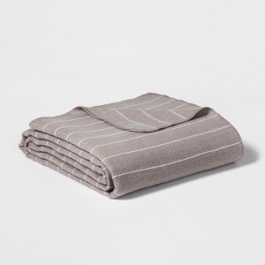 Twin Modern Acrylic Striped Bed Blanket Gray - Project 62 + Nate Berkus