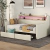 Streamdale Twin Daybed with Storage, Charging Station, LED Lights, and Bronze Nailhead Trim - 3 of 4