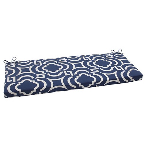 Outdoor Bench Cushion Blue White Geometric