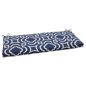 Outdoor Bench Cushion - Blue/White Geometric
