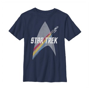 Boy's Star Trek Enterprise Starfleet Rainbow Streak T-Shirt - 1 of 3
