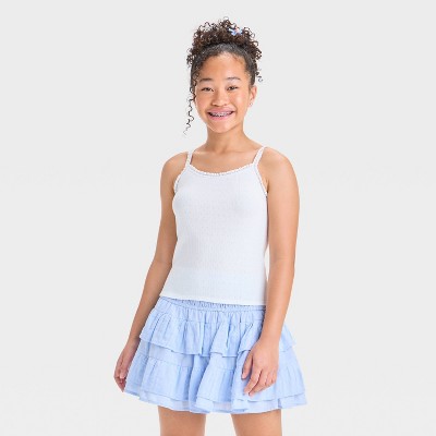 Girls' Lace Trim Pointelle Tank Top - art class™
