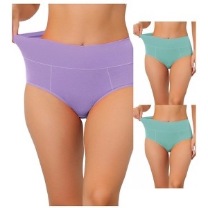 Allegra K Women's High Waist Available in Plus Size Tummy Control Briefs Multicolored 3 Pcs - 1 of 4