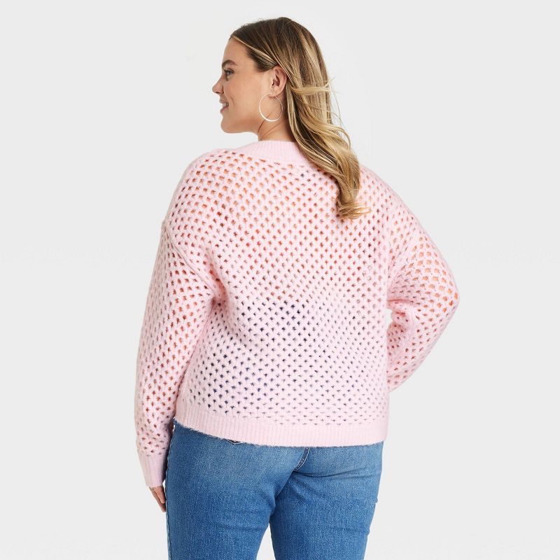 Women's V-Neck Open Work Pullover Sweater - Universal Thread™, 3 of 10