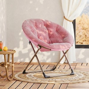 Oversized 2-Pack Faux Fur Folding Saucer Chair, Plush Comfy Moon
