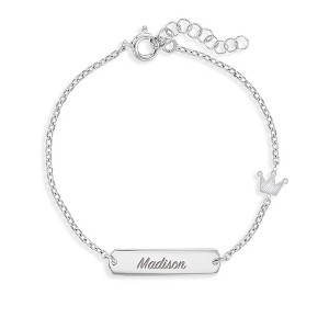 Girls' Crown Tag ID Bracelet Sterling Silver - In Season Jewelry - 1 of 4