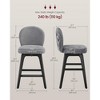 VASAGLE Bar Stools Set of 2, Swivel Counter Stools, Solid Wood Legs, Chenille Fabric, 26.2-Inch Tall Counter Height Stools Dining Home Bar - 4 of 4