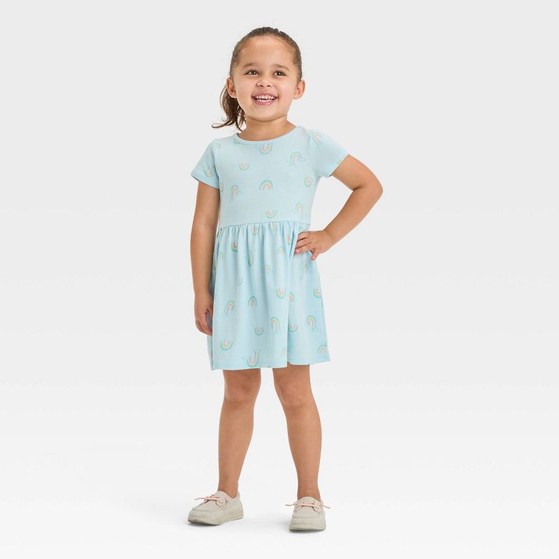 Toddler Girls' Rainbow Short Sleeve Dress - Cat & Jack™ Blue, 4 of 5