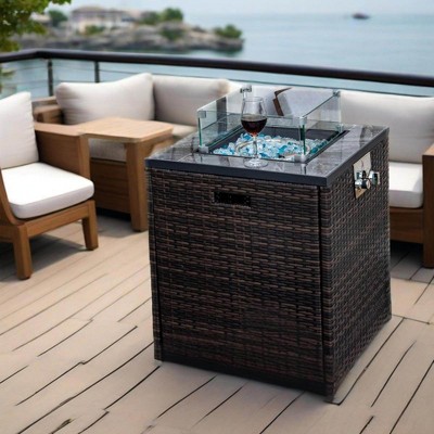 Christopher Knight Home Pax Modern Square Patio Steel 50,000 BTU Fire Pit Table with Wicker Base