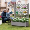 Infurnic Planters, Tall Garden Bed with Trellis, Standing Planter Box for Flowers, Climbing Plants, Balcony, Backyard, Gray, 43.4"*18.26"*59.3" - 2 of 4