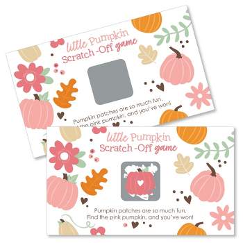 Big Dot of Happiness Girl Little Pumpkin - Fall Birthday Party or Baby Shower Game Scratch Off Cards - 22 Count