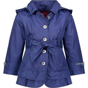 LONDON FOG Little Girl's Lightweight Hooded Trench Dress Jackets - 1 of 4