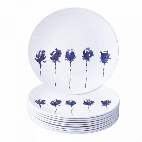 Silver Spoons Floral Painted Plastic Plates For Party, Heavy Duty ...