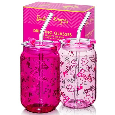 Barbie x Dragon Glassware 16 oz Love Out Loud Drinking Glasses Set of 2