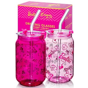 Barbie x Dragon Glassware 16 oz Love Out Loud Drinking Glasses Set of 2 - 1 of 4