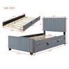 MAYEERTY Twin Size Velvet Upholstered Platform Bed, Twin Trundle, Bedroom, Gray - 4 of 4