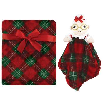 Hudson Baby Infant Girls Plush Blanket with Security Blanket, Mrs. Claus, One Size