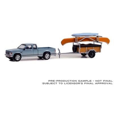 Greenlight Collectibles 1/64 1988 GMC S-15 Sierra Pickup Truck with Canoe  Trailer Canoe and Kayak Hitch & Tow Series 25 32250-C