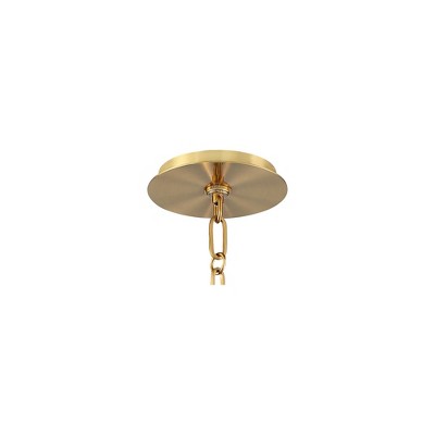 Elegant Warm Gold 22" Drum Pendant with White Linen Shade