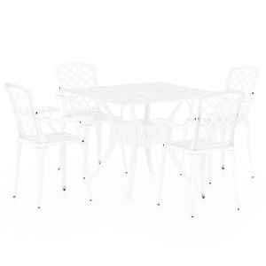 vidaXL Bistro Set Patio Table and Chair Bistro Table Outdoor Cast Aluminum - White 4 Piece - 1 of 4