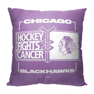 NHL Chicago Blackhawks Hockey Fights Cancer Fight For Throw Pillow 18x18 Inches - 1 of 4