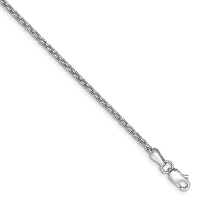 Black Bow Jewelry 1.75mm, 14k White Gold, Solid Parisian Wheat Chain Bracelet
