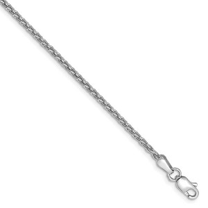 Black Bow Jewelry 1.75mm, 14k White Gold, Solid Parisian Wheat Chain Bracelet - 1 of 4