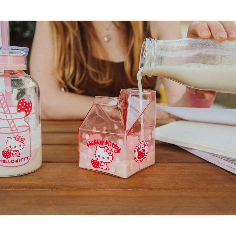 Silver Buffalo Sanrio Hello Kitty Glass Strawberry Milk Carton | Holds 12 Ounces, 5 of 10