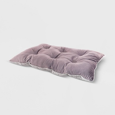 Gray Printed Microsuede Tufted Pet Mat with Plush Bottom