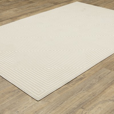 Ivory Geometric Rectangular Synthetic Area Rug 5'3" x 7'6"