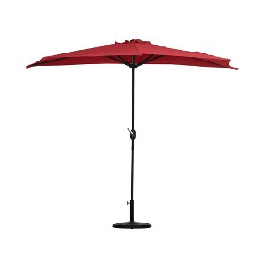 Westintrends 9Ft Half Round Umbrella with Half Resin Base Included for Outdoor Patio Window Shade Wall Balcony - 1 of 3