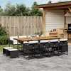 vidaXL Patio Dining Set with Cushions Table and Chairs Outdoor Poly Rattan - Black and Cream Wood 12 Piece - 2 of 4