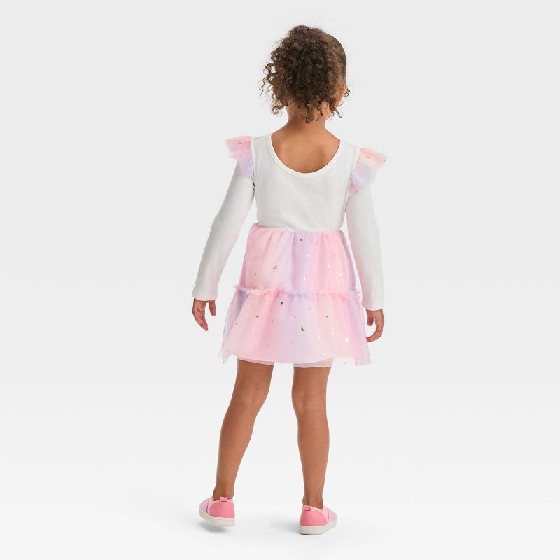 Toddler Girls' Star Long Sleeve Dress - Cat & Jack™ Cream, 3 of 8