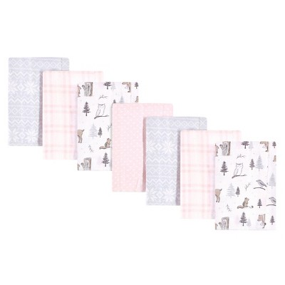 Hudson Baby Infant Girl Cotton Flannel Burp Cloths, Winter Forest, One Size
