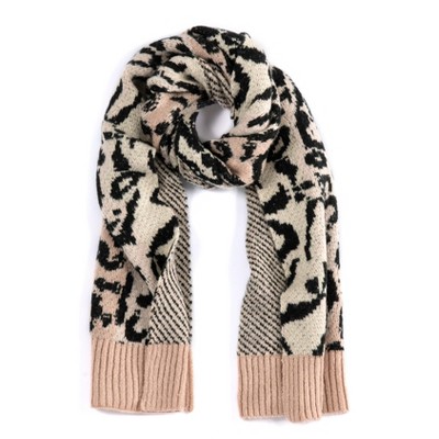 Shiraleah Dara Black and Blush Leopard Print Scarf