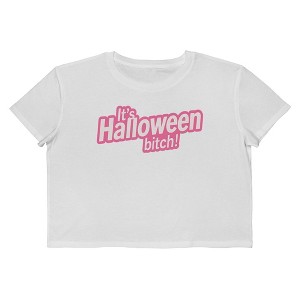Rerun Island Women Its Halloween Bitch Short Sleeve Graphic Cotton Cropped Loose T-shirt - 1 of 4