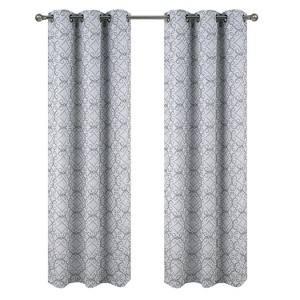 RT Designer Collection Woodbridge Jacquard Grommet Luxurious Modern Design Curtain Panel 54" x 84" Silver - 1 of 4