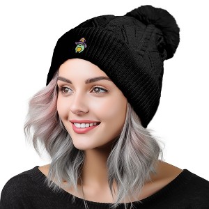 Dalix Sorcerer Frog Cable Knit Pom Beanie - 1 of 4