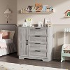Wood Armoire Wardrobe Closet with 4 Drawers and Door, 43.3" H Bedroom Wardrobe Cabinet with Hanging Rod, Clothing Storage Cabinets - 3 of 4