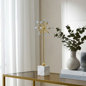 Decorative Starburst Statue with Blue Stone Accent and Marble Base, Elegant Tabletop Sculpture for Living Room, Entryway, Centerpiece, or Office Decor - 1 of 4