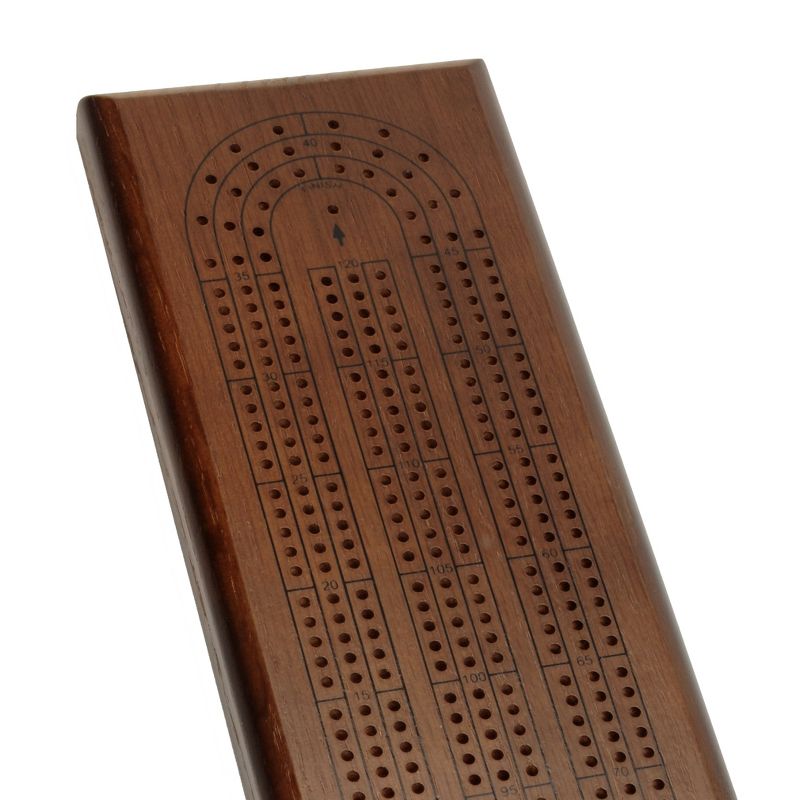 WE Games Classic Cribbage Set - Solid Wood Continuous 3 Track Board with Metal Pegs, 3 of 9
