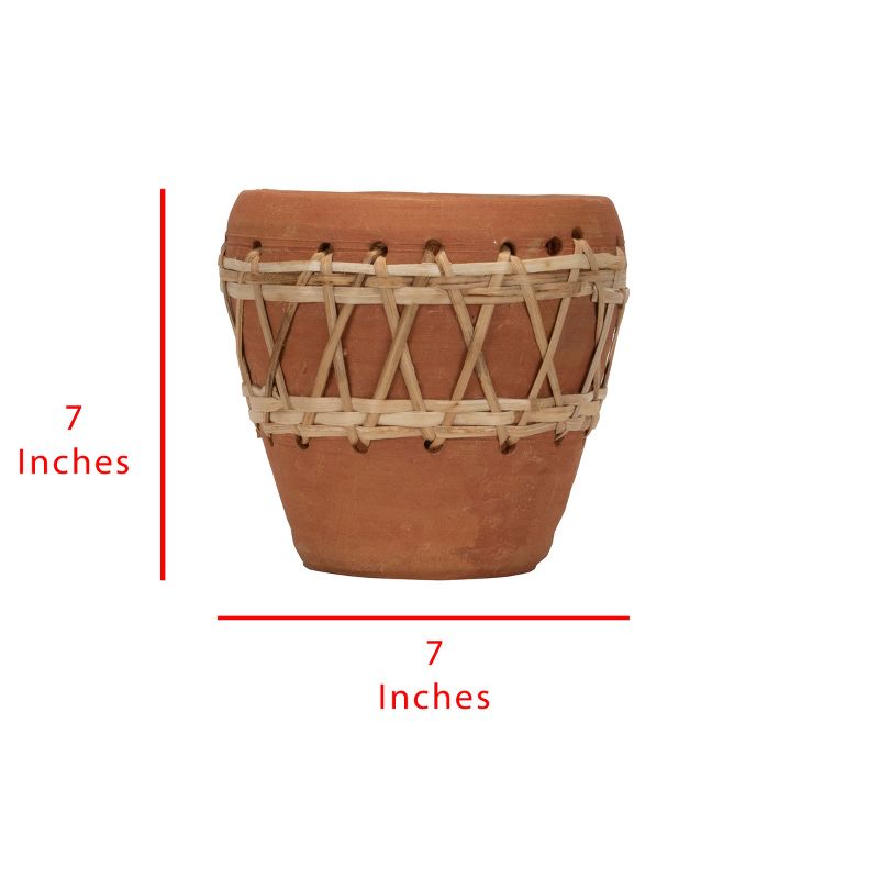 Natural Terracotta and Woven Rattan Planter - Foreside Home & Garden, 2 of 8
