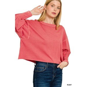 I am a Fashion junky Zenana Pigment Dye Enzyme Washing Oversized Round-Neck T-Shirt - 1 of 3