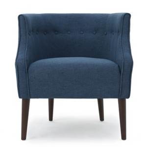 TiramisuBest Modern Club Chair with Button-Tufted Back & Tonal Piping,Mid-Century Accent Chair with Birch Wood Legs,Beige - 1 of 4