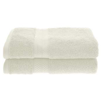 Bath Towel White Woven Cannage Band