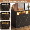PAKASEPT L-Shaped Reception Desk with Lights and Glass Display Shelf, Front Desk with Drawer and Cabinet, Counter Table, Black - 4 of 4