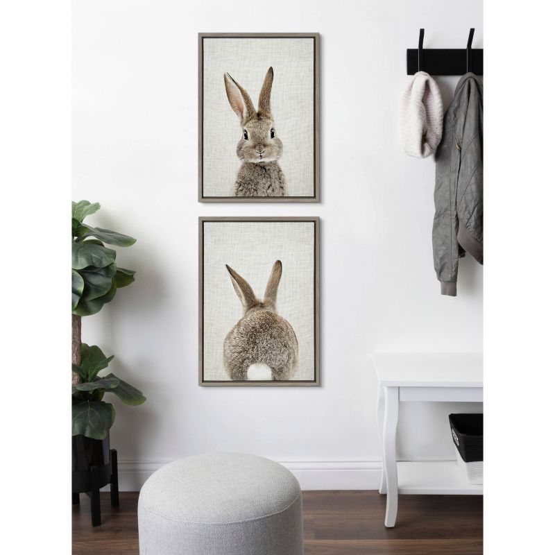 18" x 24" (Set of 2) Sylvie Bunny Portrait and Tail By Amy Peterson Framed Wall Canvas Set - Kate & Laurel All Things Decor, 6 of 8