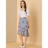 Allegra K Women's Floral High-Low Elastic Waist Ruffle Hem Flowy Midi Chiffon Skirt - image 2 of 4